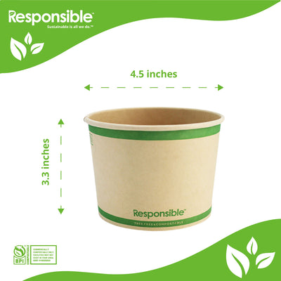 Compostable 16 oz Paper Food Container Bowls