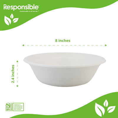 Compostable 32 oz Multipurpose Molded Fiber Bowls White