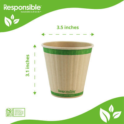 Compostable 8 oz Rigid Insulated Paper Hot Cups