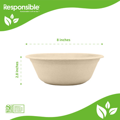 Compostable 40 oz Multipurpose Molded Fiber Bowls Brown