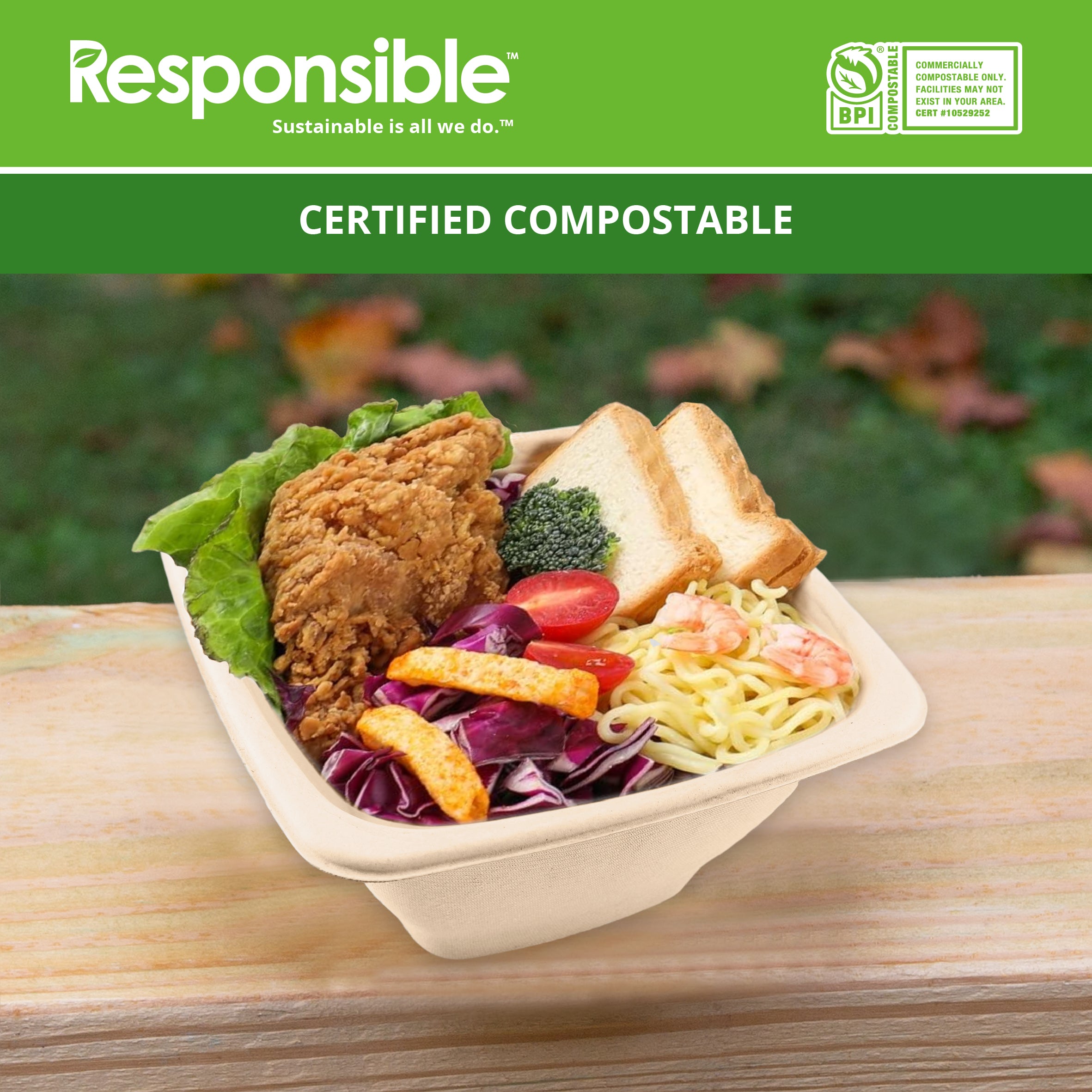 48 oz Square Bowls | Tree-Less™ Compostable Molded Fiber