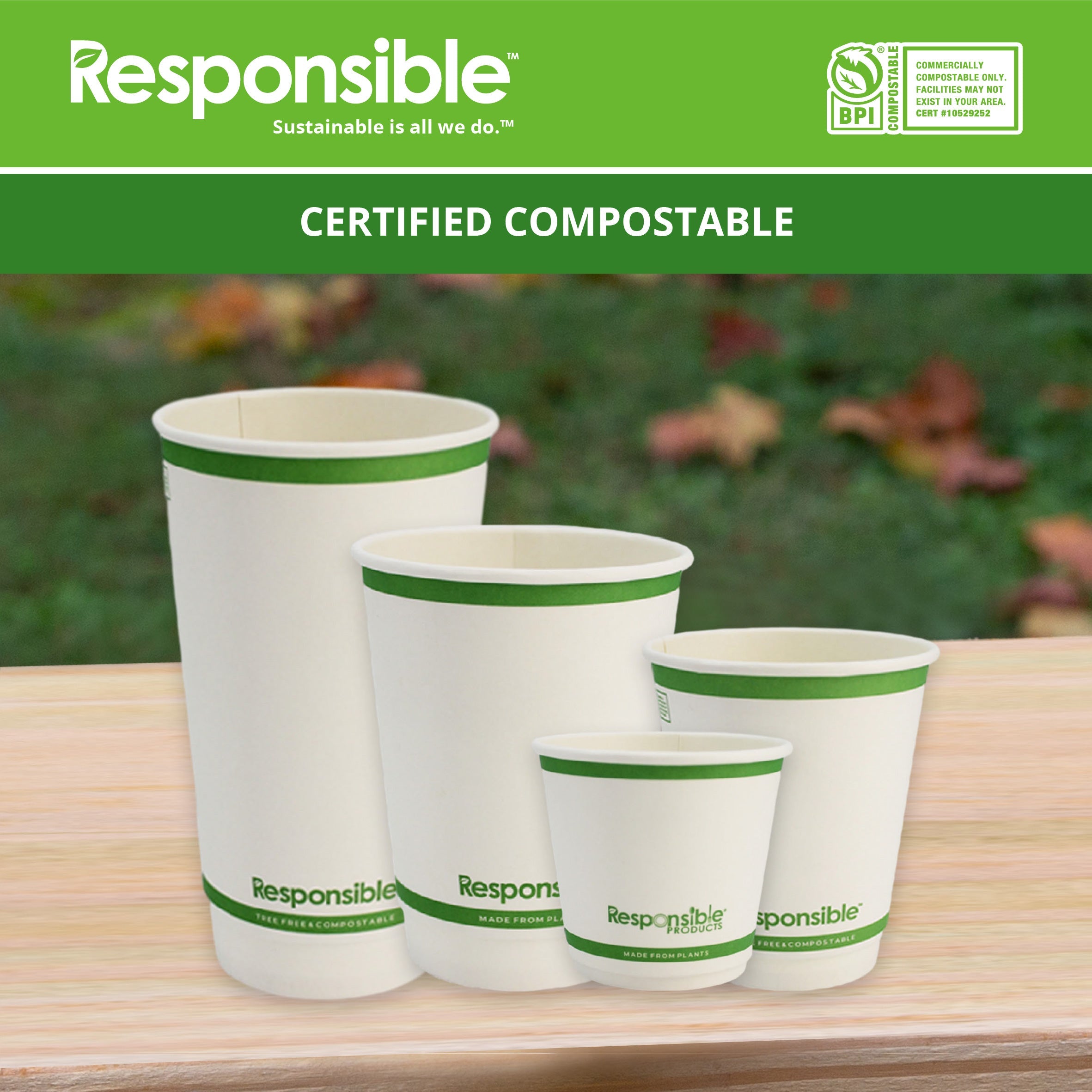 12 oz Smooth Insulated Hot Cups | Tree-Less™ Compostable Paper