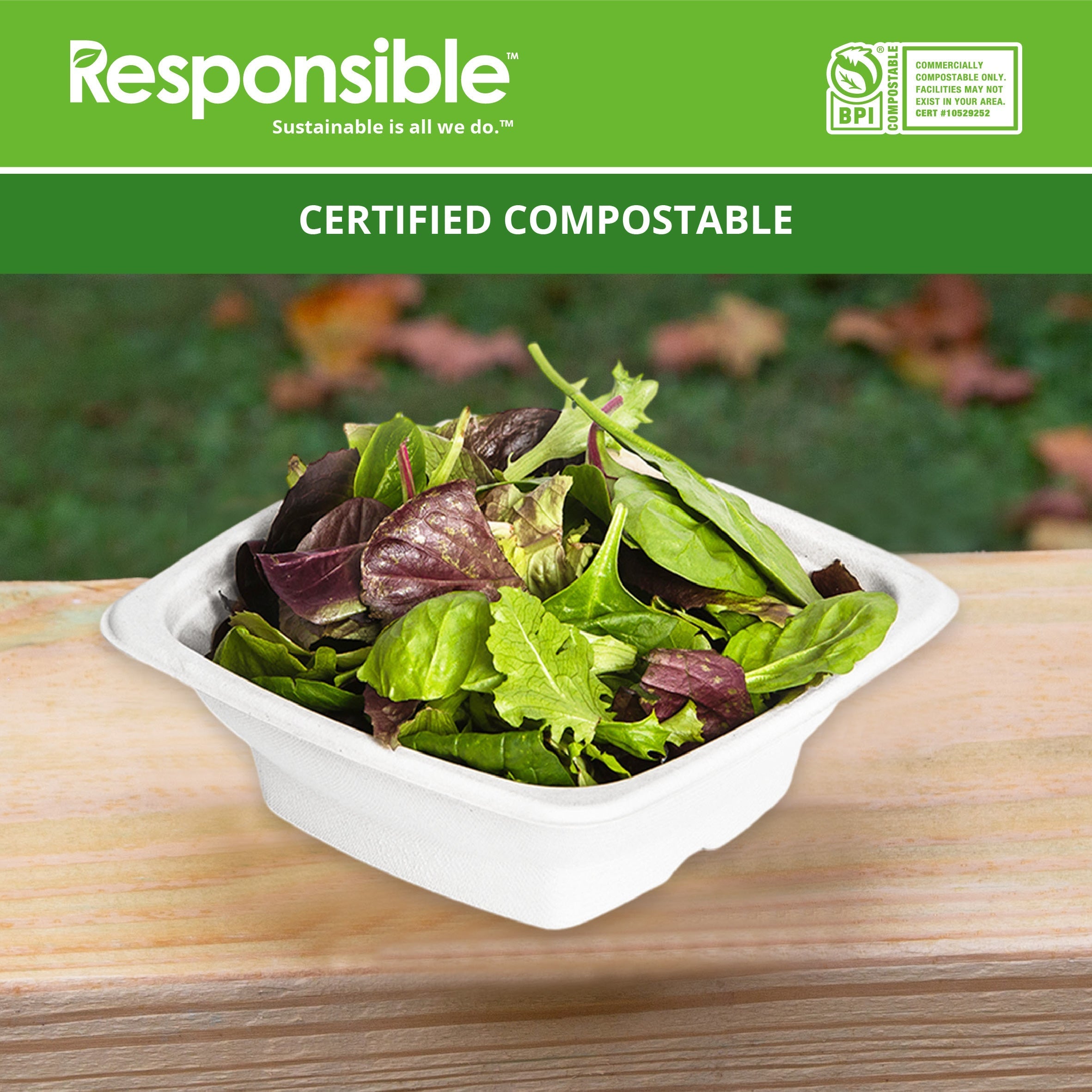 24 oz Square Bowls | Tree-Less™ Compostable Molded Fiber