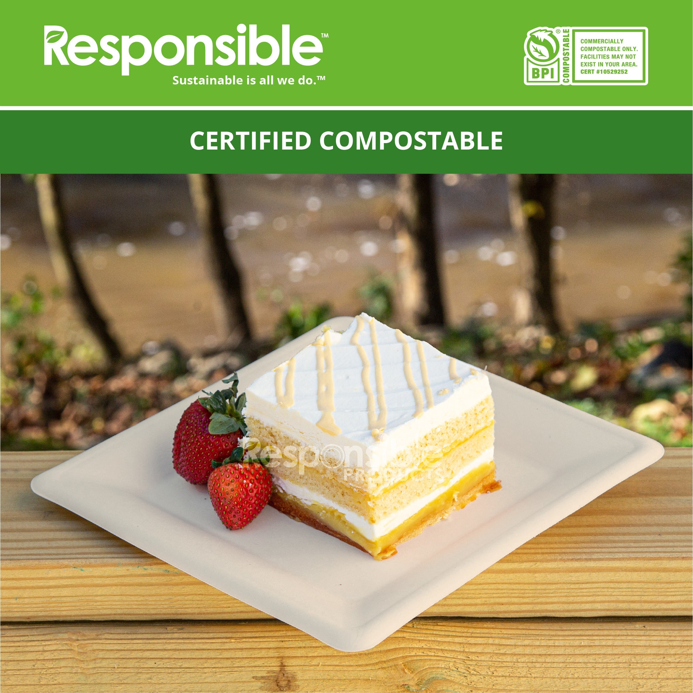 8 inch Square Plates | Tree-Less™ Compostable Molded Fiber