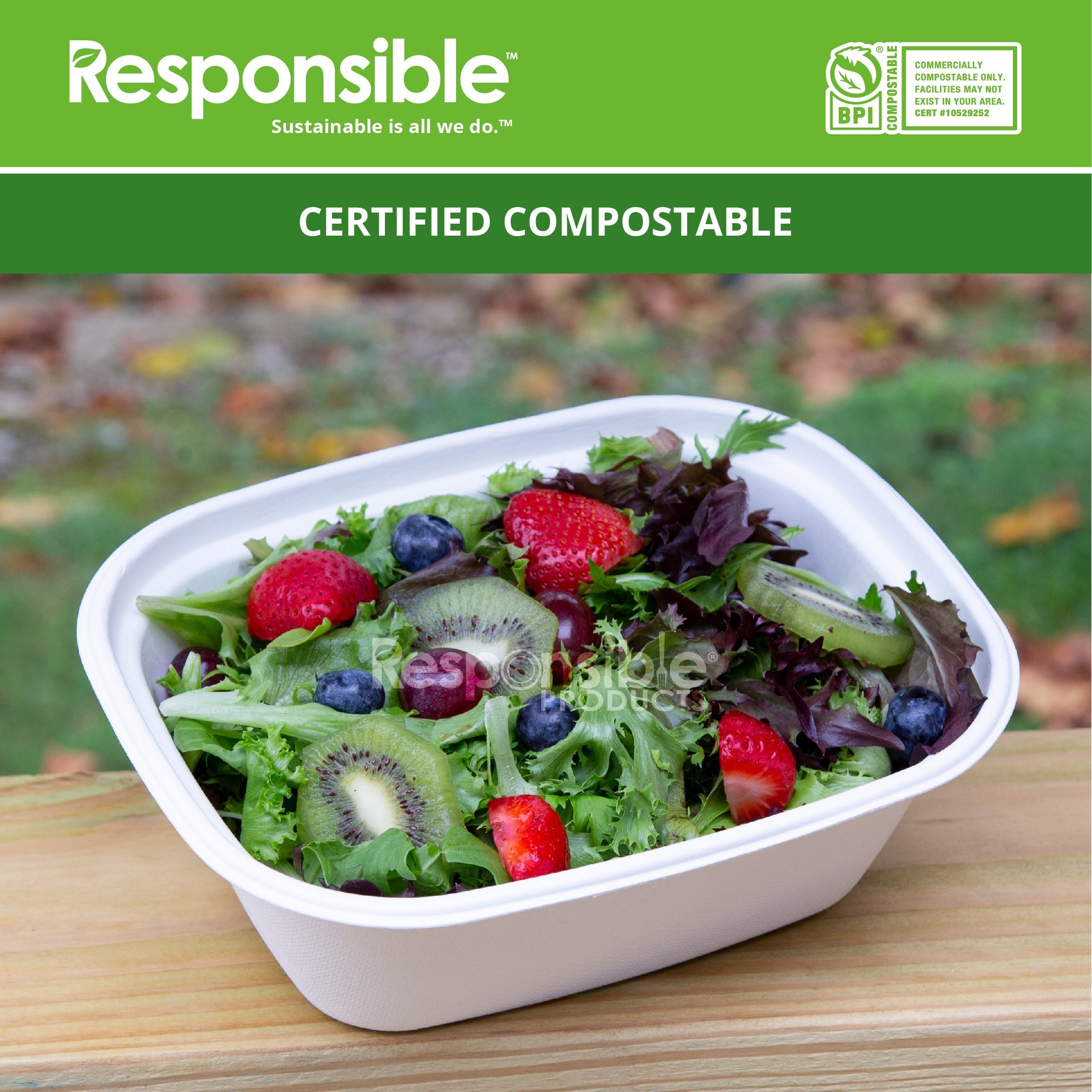 48 oz Rectangle Bowls | Tree-Less™ Compostable Molded Fiber