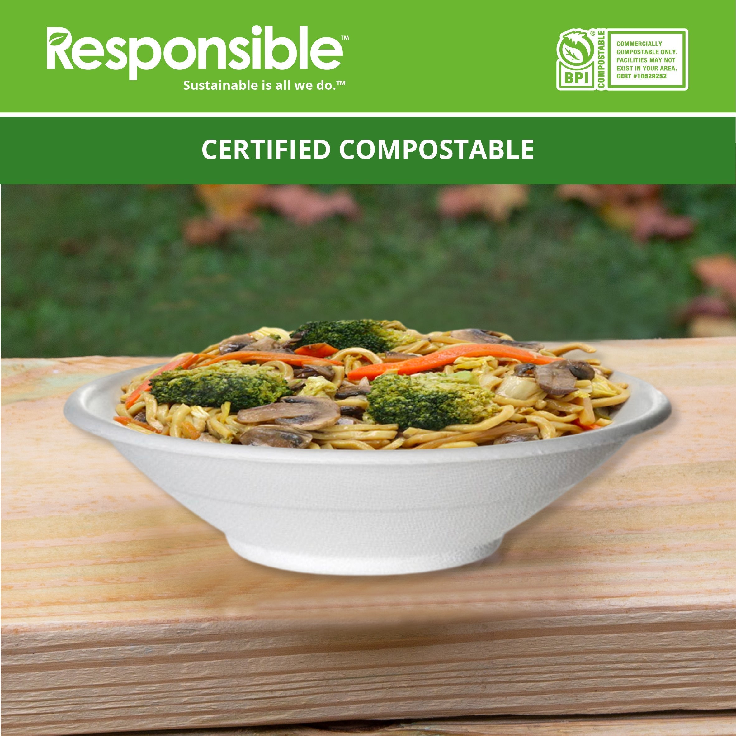 24 oz Noodle Bowls | Tree-Less™ Compostable Molded Fiber