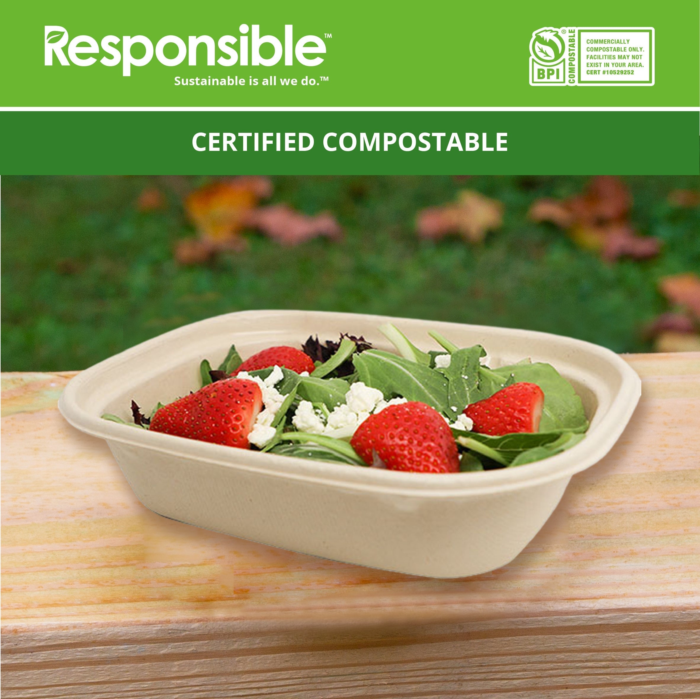 32 oz Rectangle Bowls | Tree-Less™ Compostable Molded Fiber