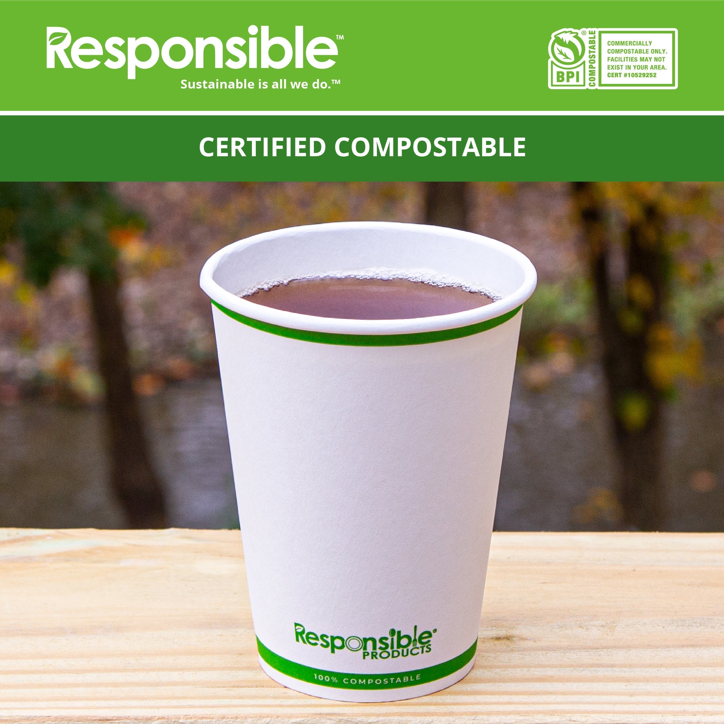 12 oz Hot Cups | Tree-Less™ Compostable Paper