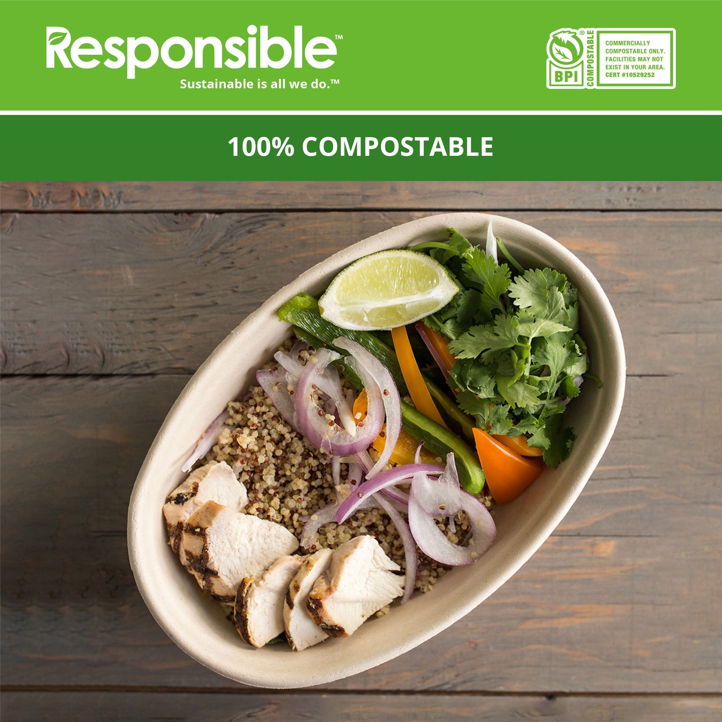 32 oz Oval Burrito Bowls | Tree-Less™ Compostable Molded Fiber