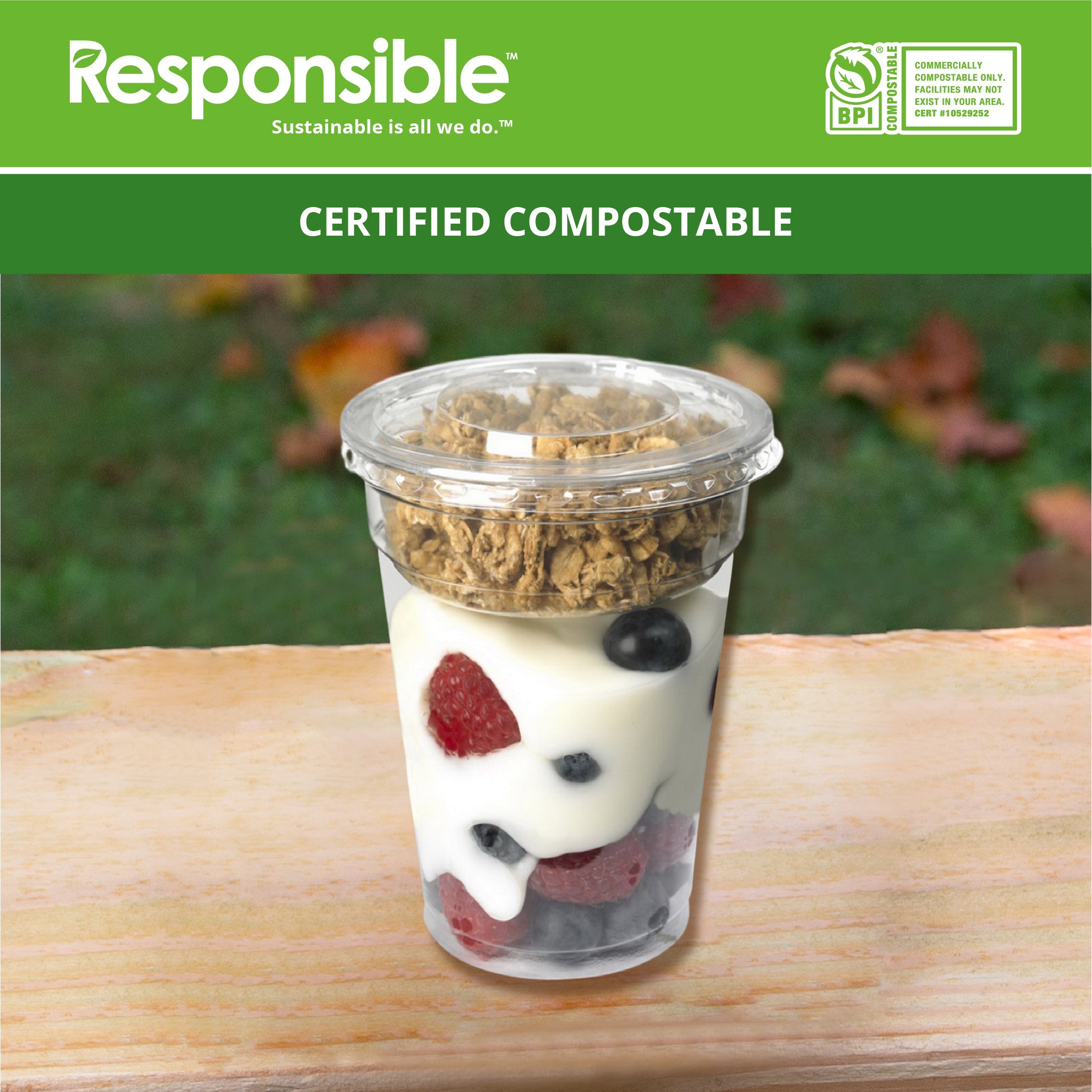 Compostable 4 oz Clear Portion Cup Fits into 9-24 oz Clear Cold Cups