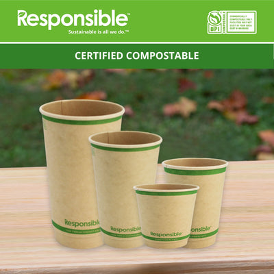 Compostable 12 oz Smooth Insulated Paper Hot Cups