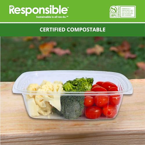 Compostable 24 oz Clear Hinged Deli Containers