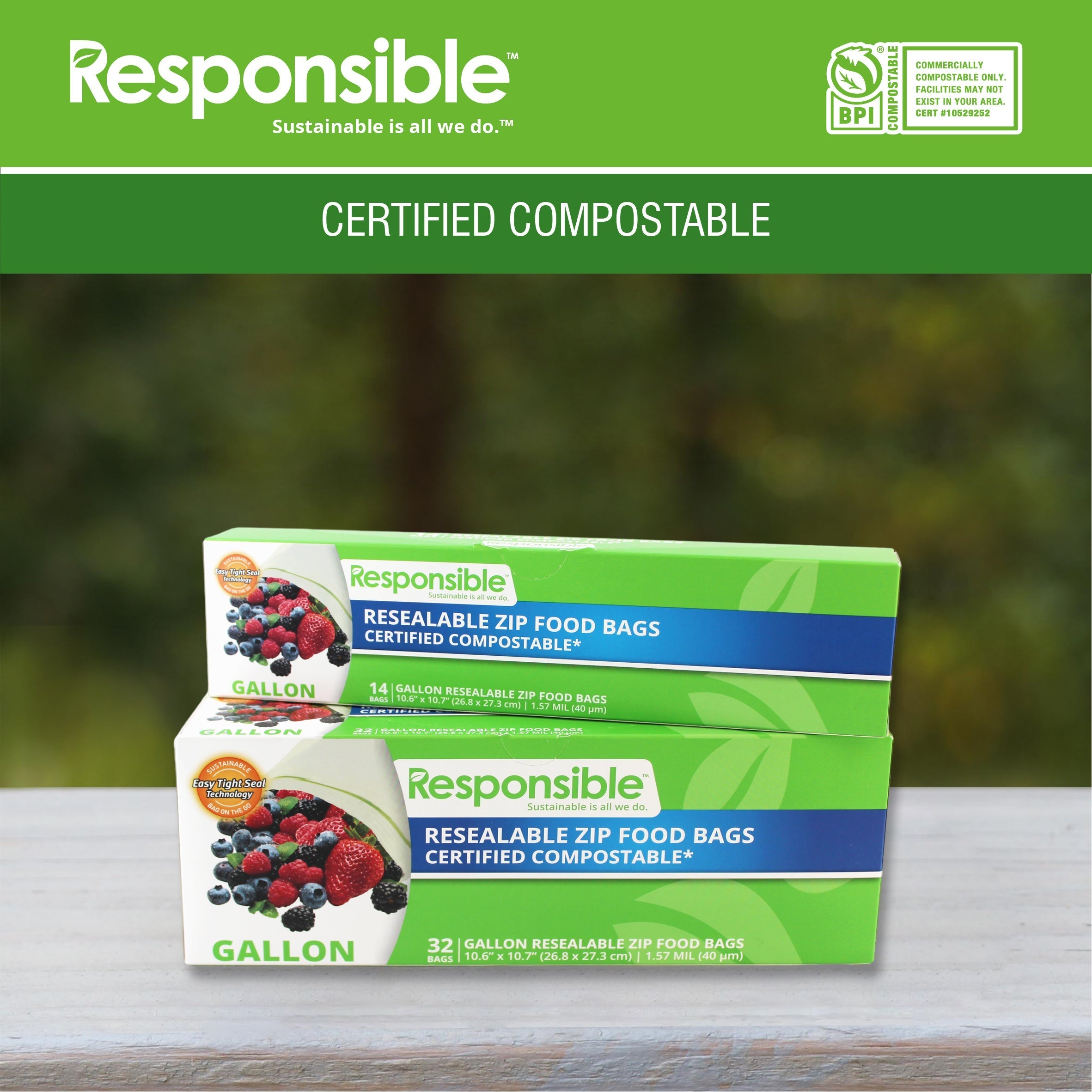 Compostable Gallon Resealable Zip Bag (32 Count)