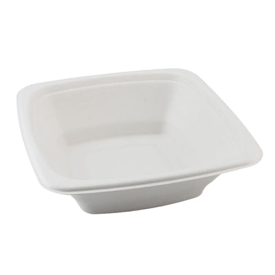 Compostable 24 oz Molded Fiber Square Bowls White