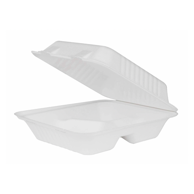 8 x 8 inch 3-C TREE-LESS™ Molded Fiber Compostable Hinged Container