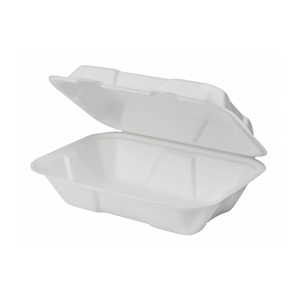 9x6x3 ECO BIODEGRADABLE COMPOSTABLE FIBER HINGED CONTAINERS 200CT