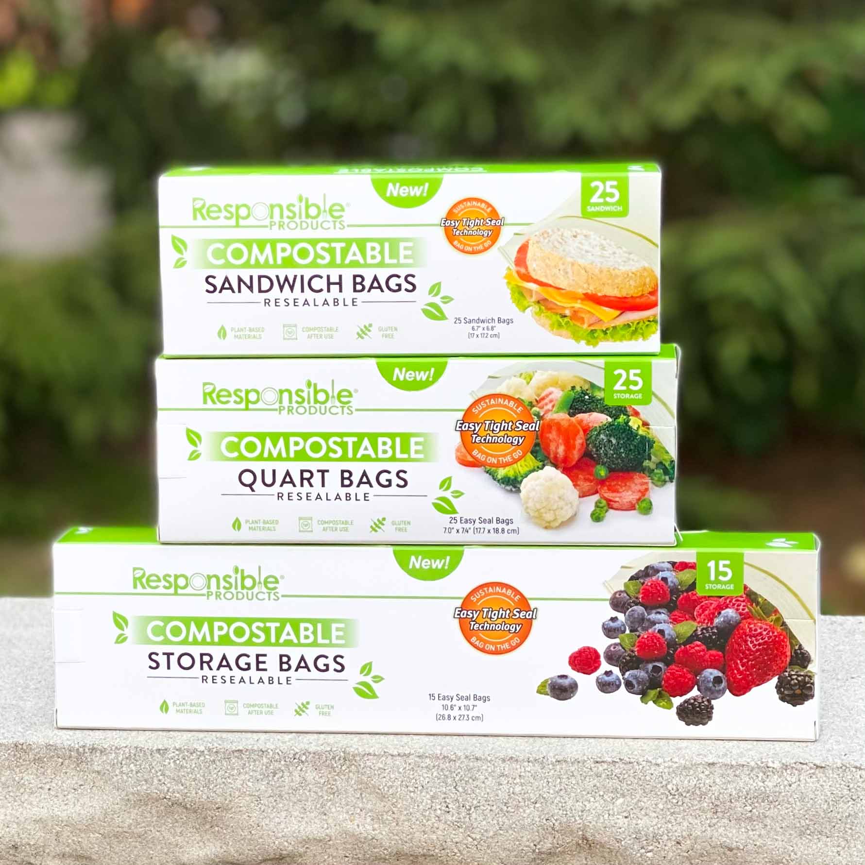 Medium Sandwich Resealable Zip Compostable Food Storage Bags (6.7 x 6.8)