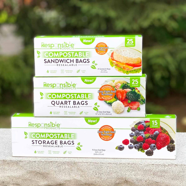 Eco-Friendly Resealable Compostable Food Storage Bags (Medium)
