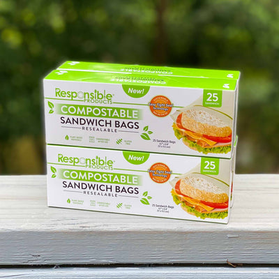 Medium Sandwich Resealable Zip Compostable Food Storage Bags (6.7" x 6.8") Bundle Pack