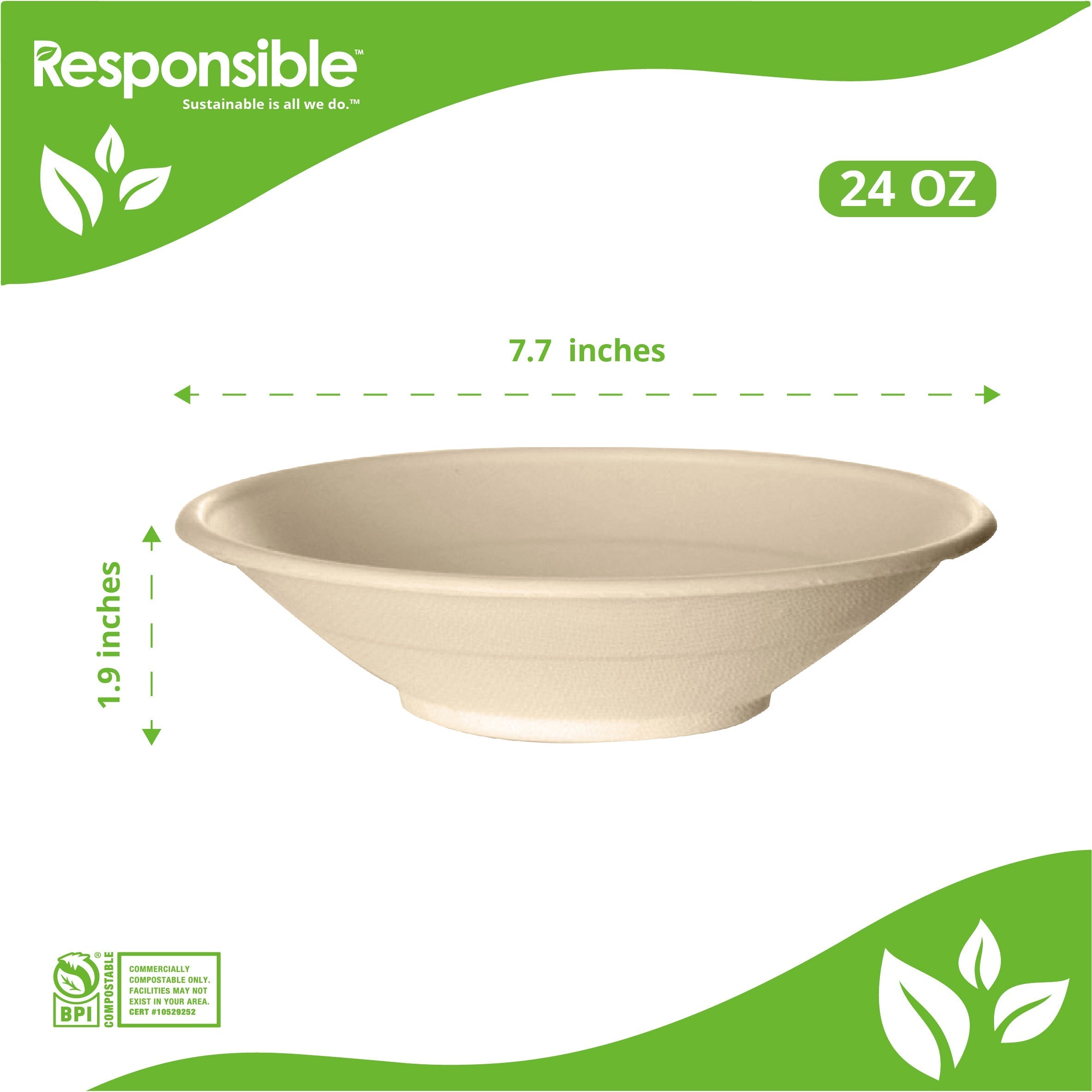 24 oz Noodle Bowls | Tree-Less™ Compostable Molded Fiber