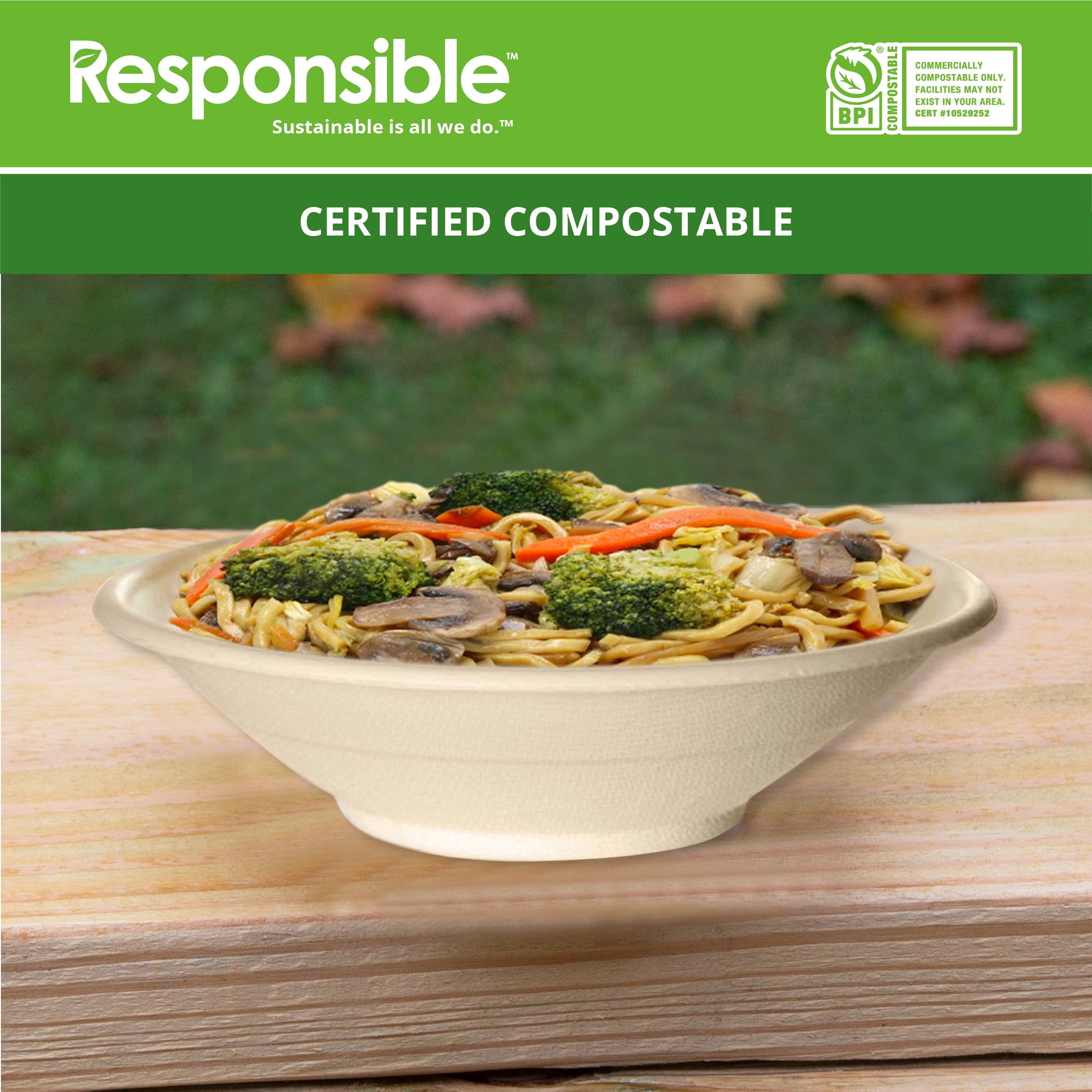 24 oz Noodle Bowls | Tree-Less™ Compostable Molded Fiber