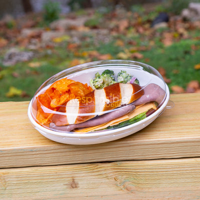 32 oz Tree-Less™ Compostable Molded Fiber Burrito Bowl Lid (Clear PET)