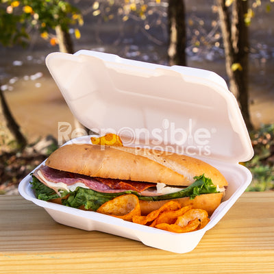 9 x 6 inch TREE-LESS™ Molded Fiber Compostable Hinged Container
