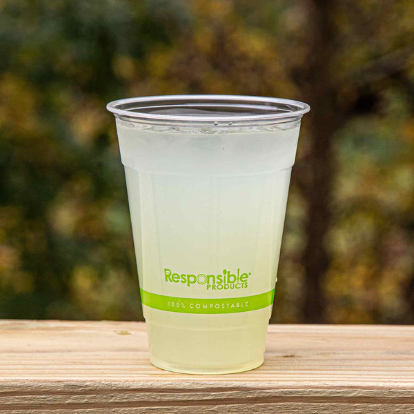 GREENER SETTINGS 16 oz. Clear Compostable Disposable Cups, Cold