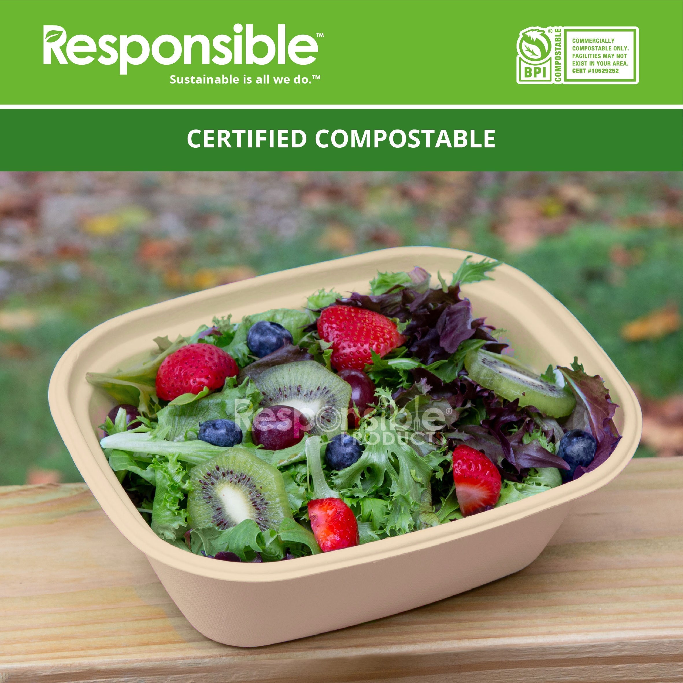 48 oz Rectangle Bowls | Tree-Less™ Compostable Molded Fiber