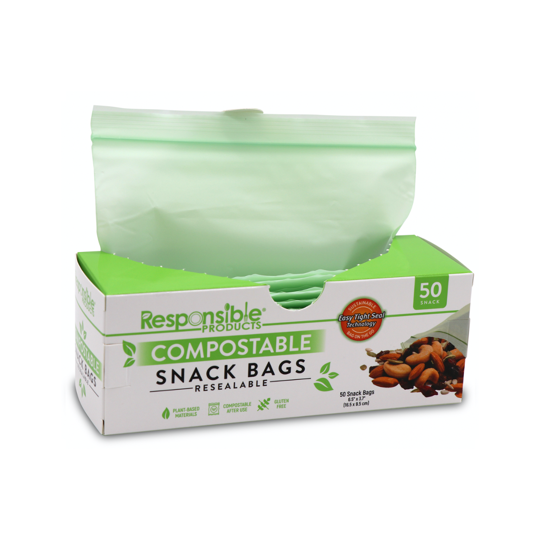 Small Snack Resealable Zip Compostable Food Storage Bags (6.5 x 3.7)