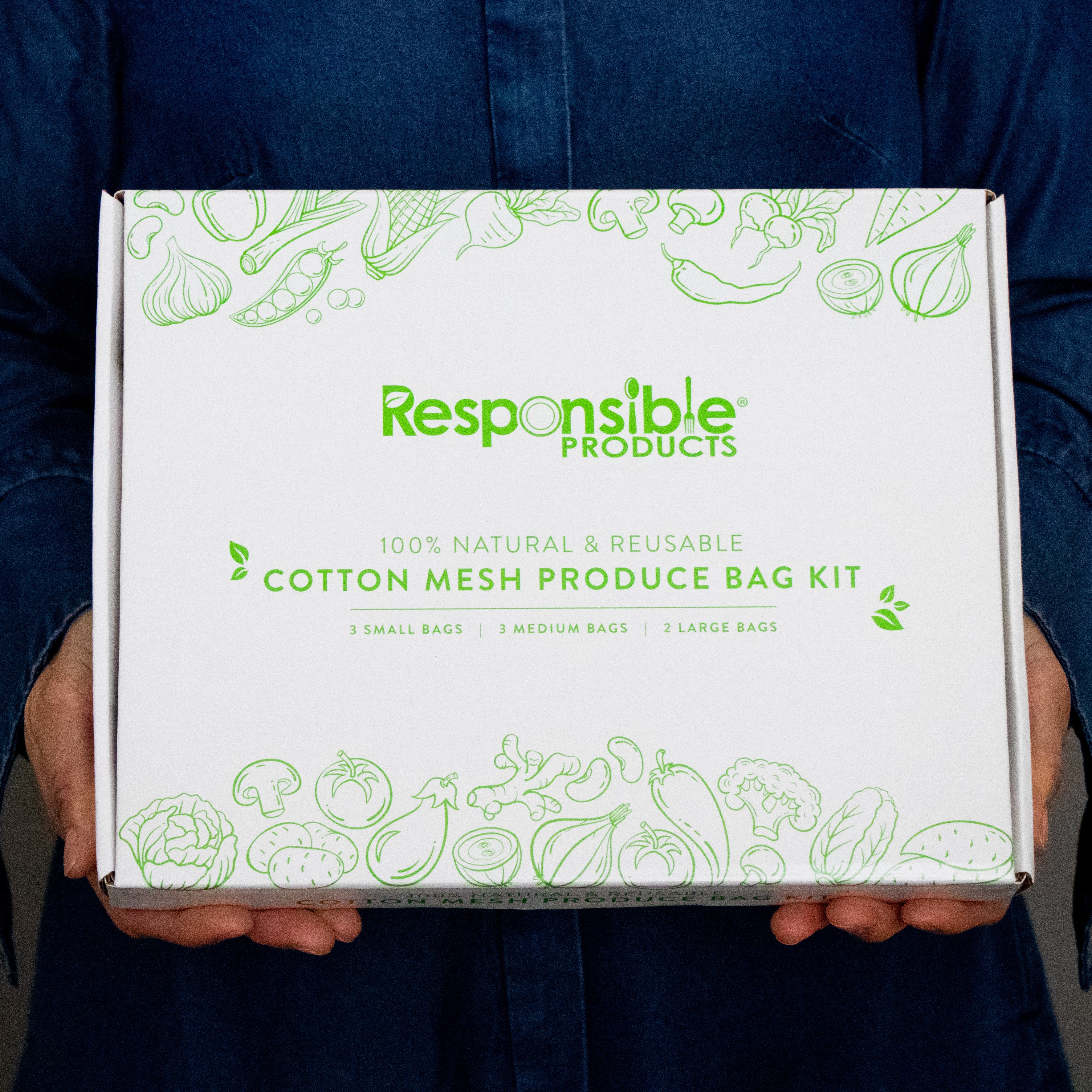 100% Natural Cotton Produce Bag Kit (Reusable)