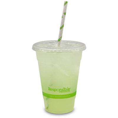 Compostable Flat Lids for 9-24 oz Clear Cold Cups