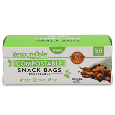 Small Snack Resealable Zip Compostable Food Storage Bags (6.5" x 3.7")
